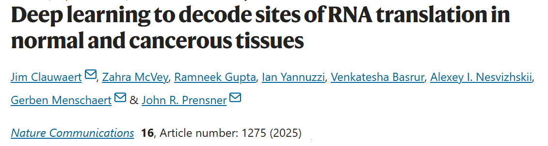 Deep learning to decode sites of RNA translation in normal and cancerous tissues