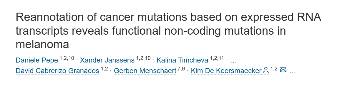 Reannotation of cancer mutations based on expressed RNA transcripts reveals functional non-coding mutations in melanoma
